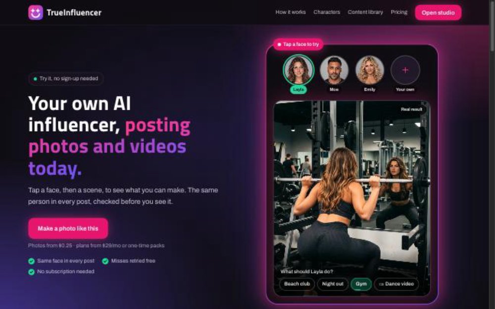 TrueInfluencer.ai homepage